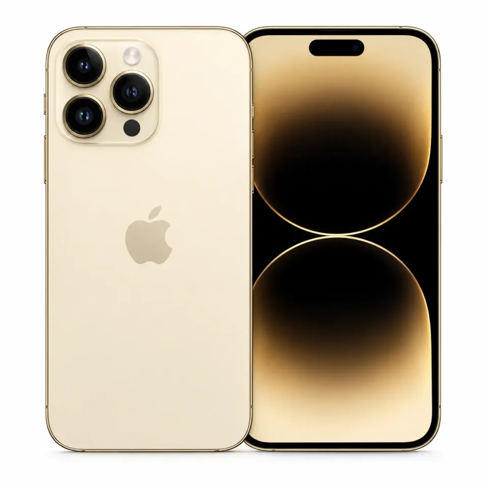 iPhone 14 Pro Max usado revisado, Oro: frente y reverso (foto de catálogo)