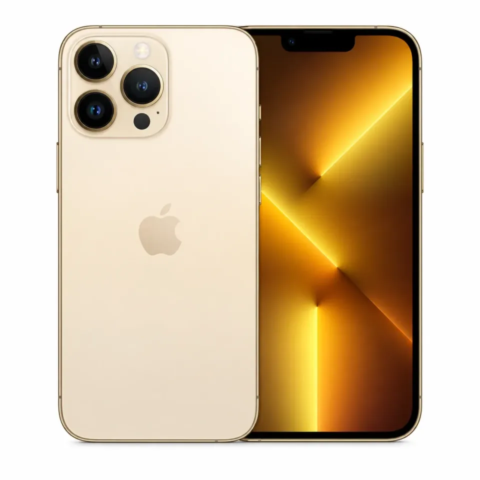 iPhone 13 Pro usado revisado, Oro: frente y reverso (foto de catálogo)