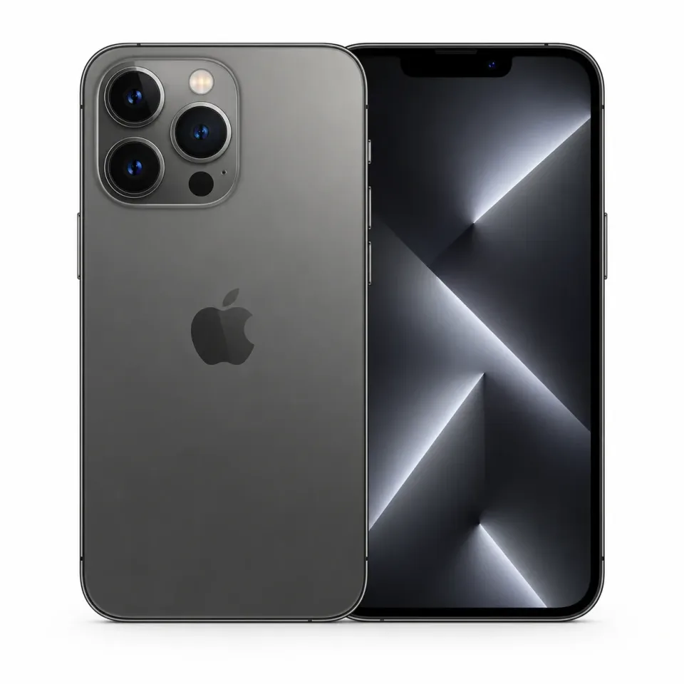iPhone 13 Pro usado revisado, Grafito: frente y reverso (foto de catálogo)