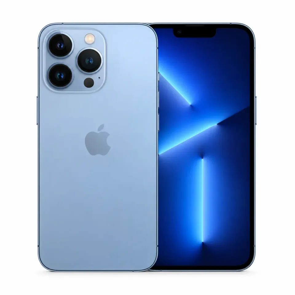 iPhone 13 Pro usado revisado, Azul sierra: frente y reverso (foto de catálogo)