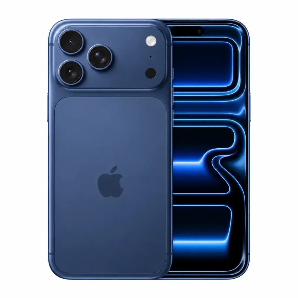 iPhone 17 Pro nuevo y sellado, Azul profundo: ilustración del reverso